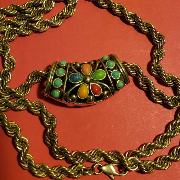 Vintage 925 Sterling Silver 30 " rope Chain with Pendent - Picture 2 of 7